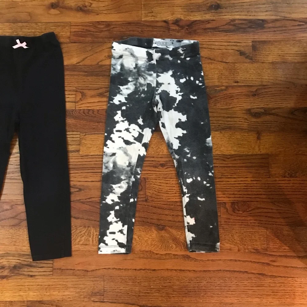 Girls Bottoms Leggings Pants 2 Pc Bundle Black / Black & White Tie Dye 4 / 5 XS